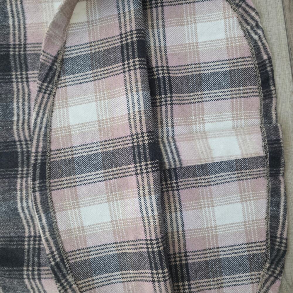 Melloday Long Flannel Open Cardigan Cream/Pink Plaid Jacket Women Plus Sz 1X - Picture 12 of 12